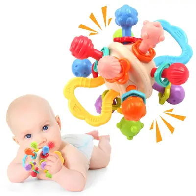 Colorful Baby Teething Toy, Food Grade Silicone Baby Grasping Training Activity Baby Toy, Sensory Toy for Baby, Baby Essentia...