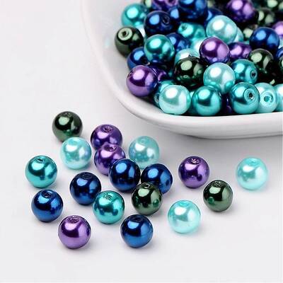Ocean Mix Pearlized Glass Pearl Beads