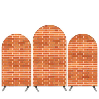 Aperturee Bricks Theme Orange Red Birthday Arch Backdrop Kit | Custom Chiara Arched Covers | Diy Chiara Backdrop Cover | Chia...