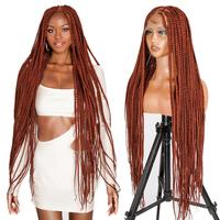 SuperNova #350 36” Square Box Braids - Full Handmade, Premium Synthetic Fiber | Lightweight, Durable & Natural Look | Ideal...