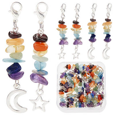 20Pcs 2 Styles Chakra Theme Natural Gemstone Pendant Decorations