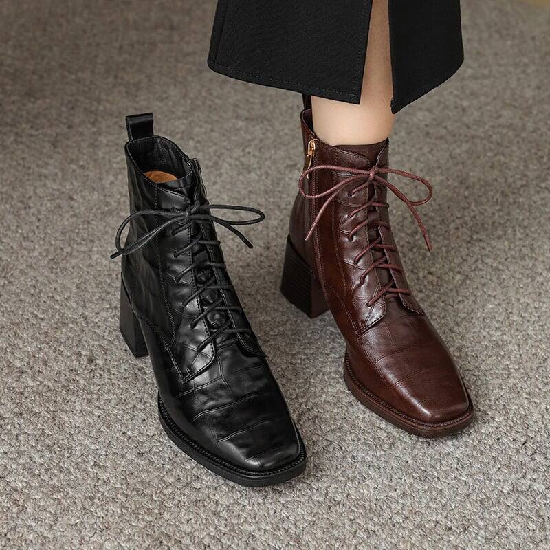 CHIKO Abeni Square Toe Block Heels Ankle Boots