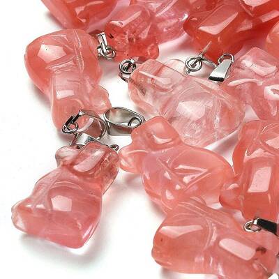 Cherry Quartz Glass Pendants