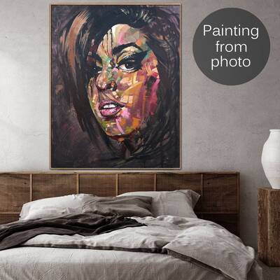 Abstract Figurative Paintings From Photo Custom Woman Fine Art Modern Portrait On Canvas Wall Decor | PAINTING FROM PHOTO #3