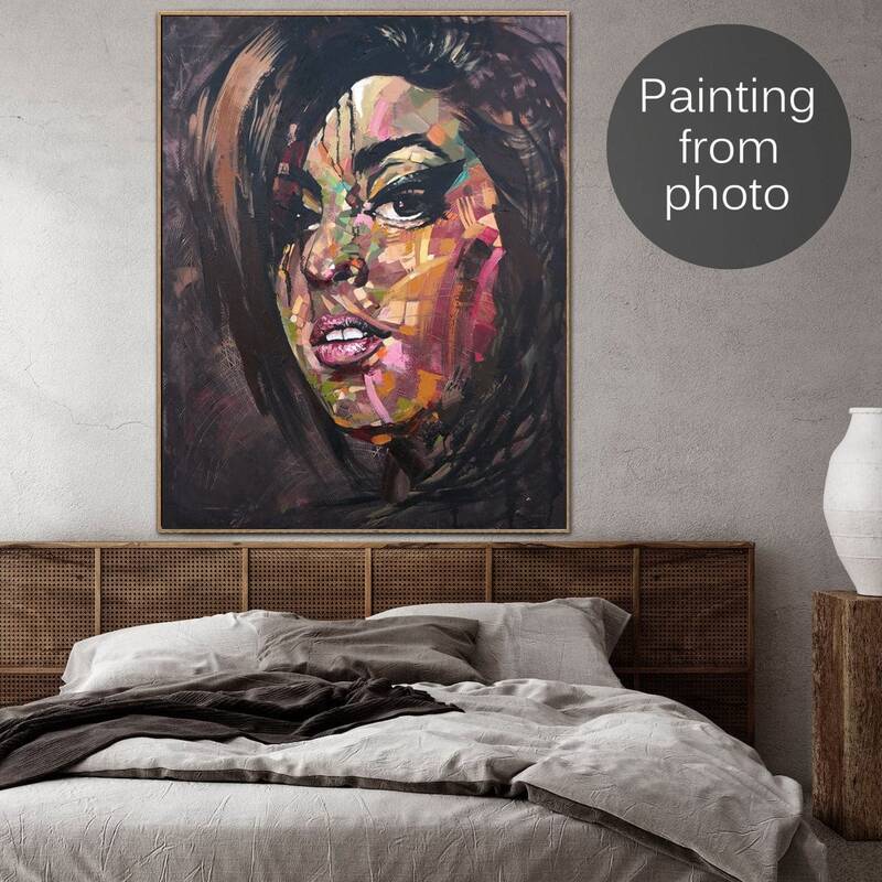 Abstract Figurative Paintings From Photo Custom Woman Fine Art Modern Portrait On Canvas Wall Decor | PAINTING FROM PHOTO #3
