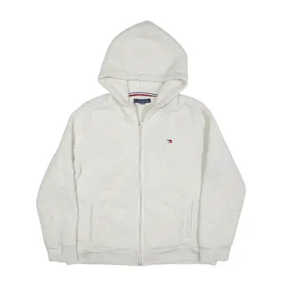 TOMMY HILFIGER Fleece Hoodie White Full Zip Womens L