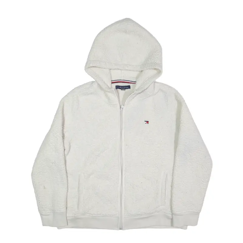 TOMMY HILFIGER Fleece Hoodie White Full Zip Womens L