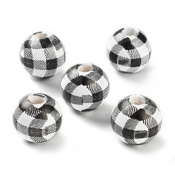 Printed Wood European Beads