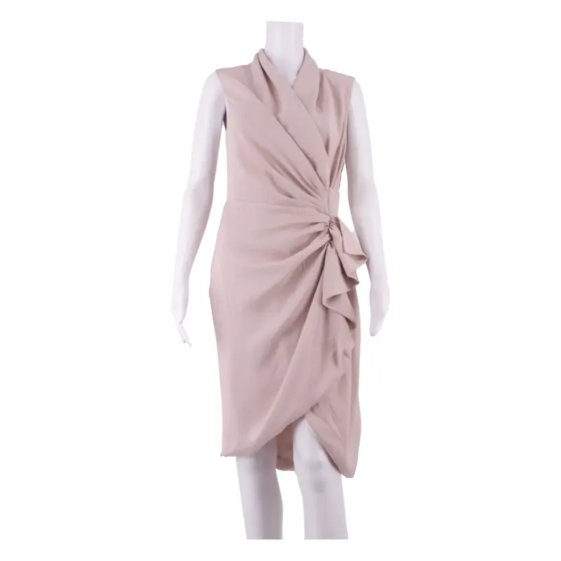 ALL SAINTS Womens Wrap Dress Beige Sleeveless Knee Length UK 10