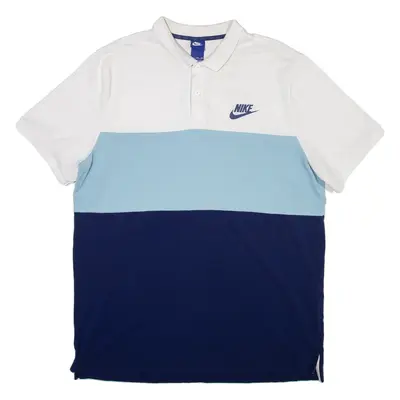 NIKE Mens Polo Shirt Blue Striped 2XL
