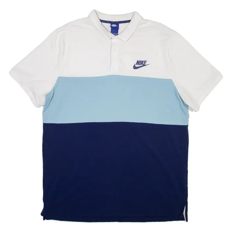 NIKE Mens Polo Shirt Blue Striped 2XL