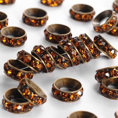 Brass Rhinestone Spacer Beads