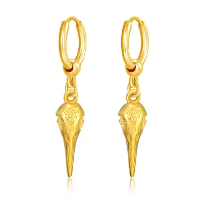 Sterling Silver with Yellow Gold Plated Viking Rune Drop Earrings