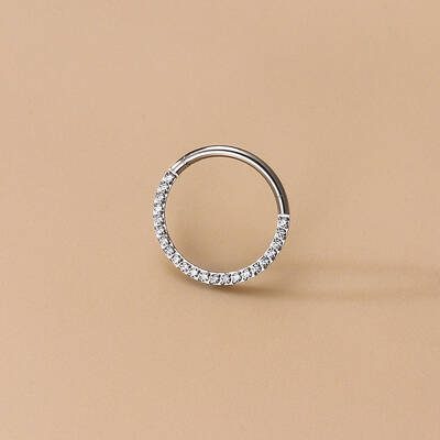 G23 Stainless Steel Micro Pave Clear Cubic Zirconia Cartilage Earrings