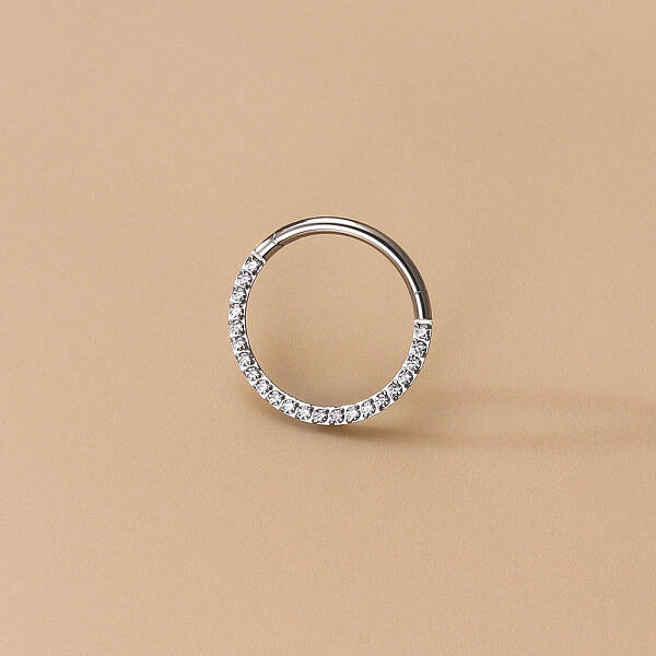 G23 Stainless Steel Micro Pave Clear Cubic Zirconia Cartilage Earrings