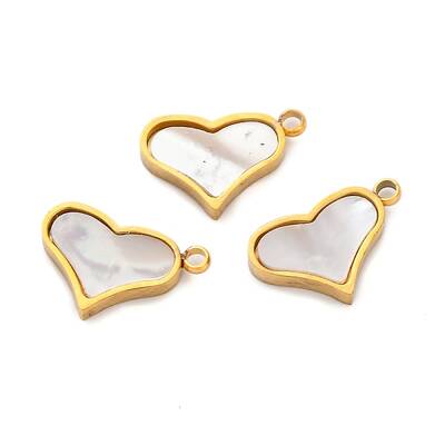 Ion Plating(IP) 304 Stainless Steel Pave Natural Shell Charms