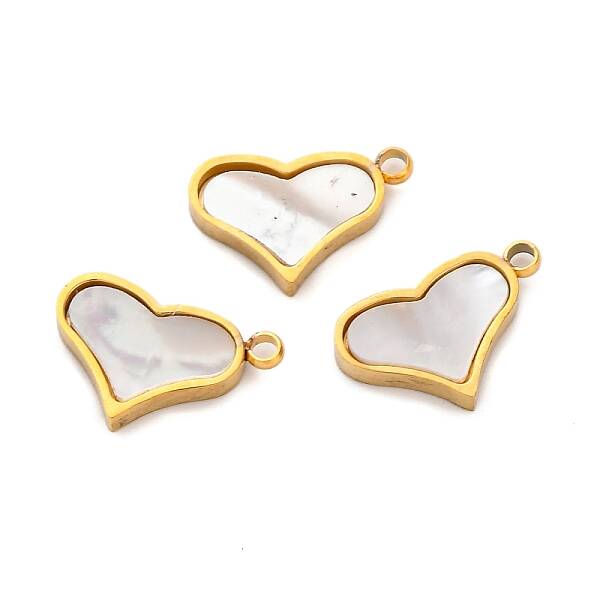Ion Plating(IP) 304 Stainless Steel Pave Natural Shell Charms