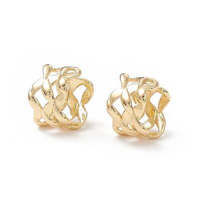 Rack Plating Brass Criss Cross Wide Cuff Earrings for Women