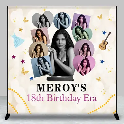 Aperturee Beige Bokeh Custom Photo 18Th Birthday Era Backdrop | Custom Birthday Back Drop | Custom Happy Birthday Banner | Di...