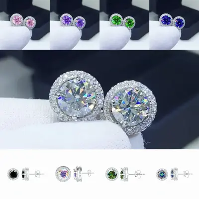 【Must be】S925 Silver Moissanite Stud Earrings: Timeless Fashion Ear Jewelry, Complete with Genuine Authenticity Certifica...