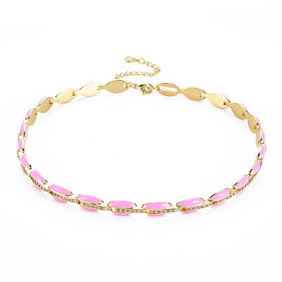 Brass Micro Pave Cubic Zirconia Link Tennis Necklaces for Women