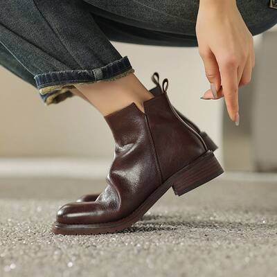 CHIKO Vontricia Round Toe Block Heels Ankle Boots