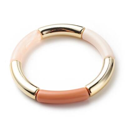 Acrylic Curved Tube Beaded Stretch Bracelet for Women