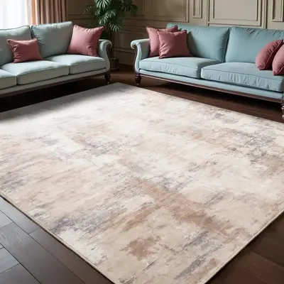 Abstract Faux Cashmere Area Rug, Washable Rug With Non-Slip Backing, Low Pile Area Rug Carpet For Living Room Bedroom Dining ...