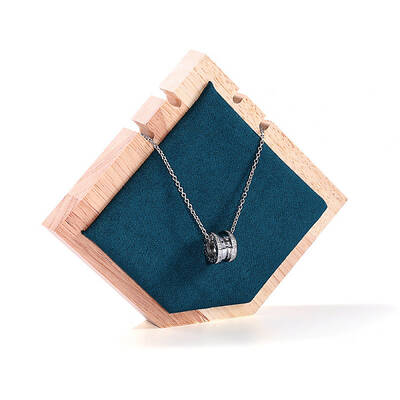 Pointed Pentagon Wood Covered with Velvet Two Necklaces Display Stands