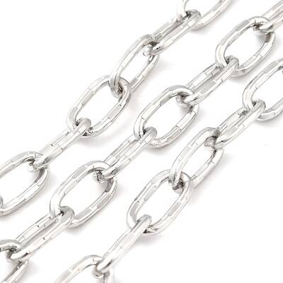 Tarnish Resistant 304 Stainless Steel Textured Oval Link Chains