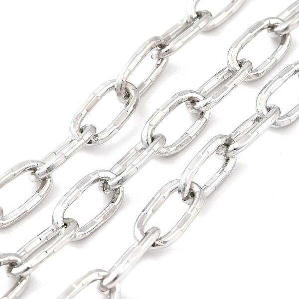 Tarnish Resistant 304 Stainless Steel Textured Oval Link Chains