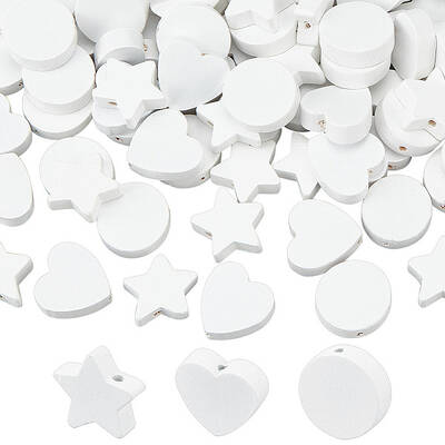 150Pcs 3 Styles Wood Beads