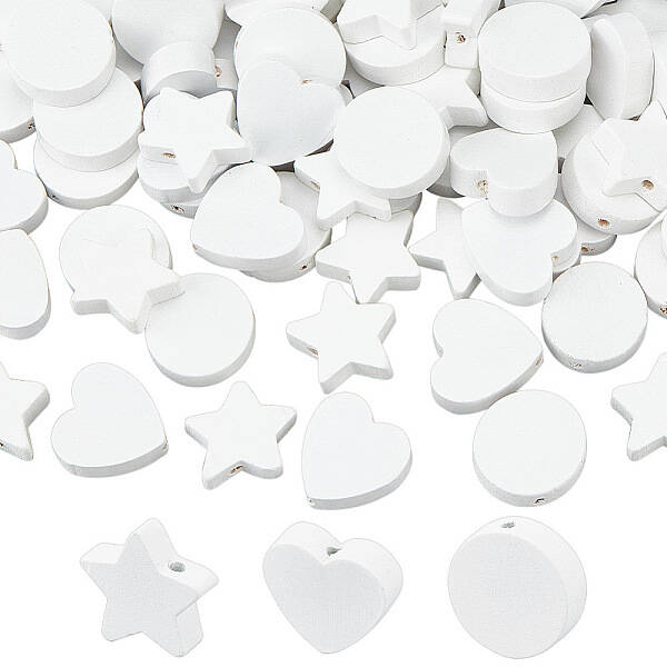 150Pcs 3 Styles Wood Beads