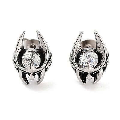316 Surgical Stainless Steel Pave Clear Cubic Zirconia Stud Earrings for Women Men