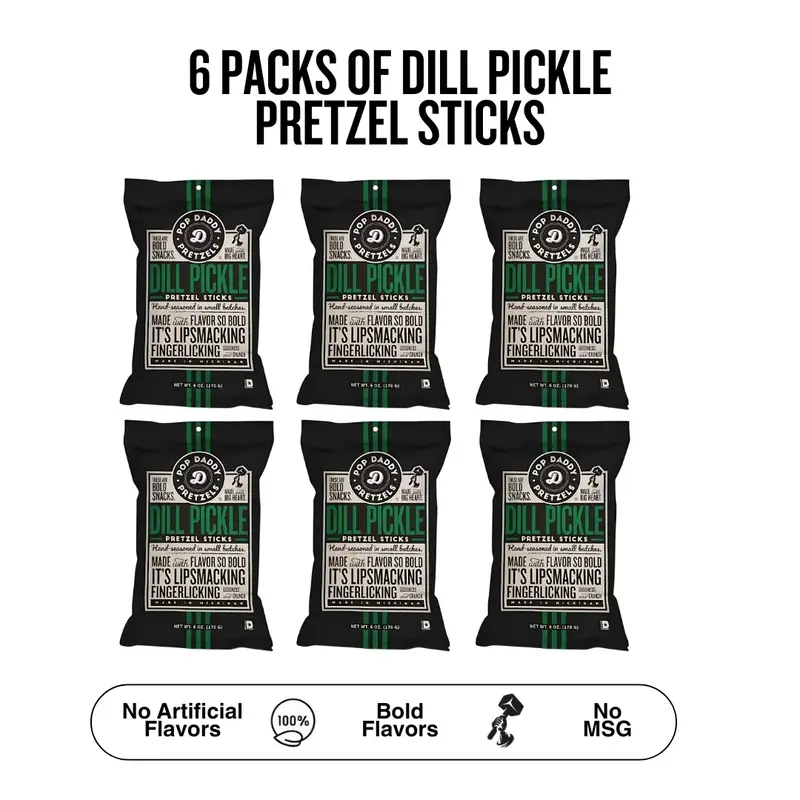 Dill Pickle Pretzels - 6 Pack- 6 oz Bags