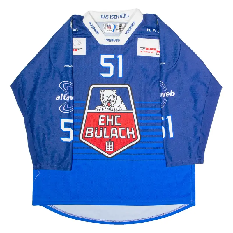 OCHSNER HOCKEY EHC Bulach #51 Mens Jersey Blue Long Sleeve V-Neck XL