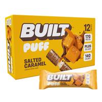 Built Bar, Puff Protein Bars, Salted Caramel Puff, 17g Protein Snacks, On-The-Go Bars, Only 140 Calories, 6g Sugar, Collagen,...