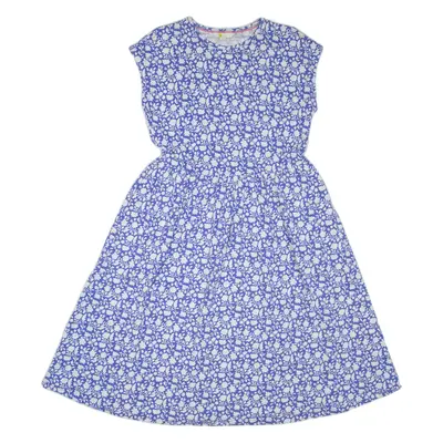 BODEN Womens Day Dress Blue Floral Short Sleeve Knee Length UK 8