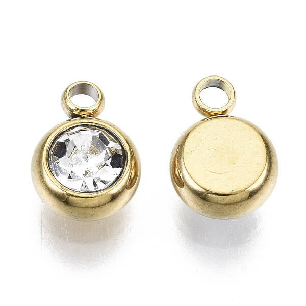 PVD Vacuum Plating 201 Stainless Steel Rhinestone Charms