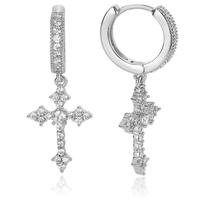 Men’s Cross Hoop Dangle Earrings - Cubic Zirconia Cartilage Hypoallergenic Gold And Silver Cross Dangle Earrings for Men & ...