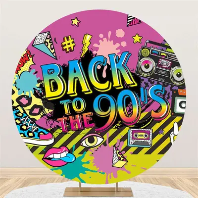 Aperturee Back To The 90S Radio Doodle Round Dance Backdrop | Party Decoration | Backdrop Sunflower Party Decorations | Custo...