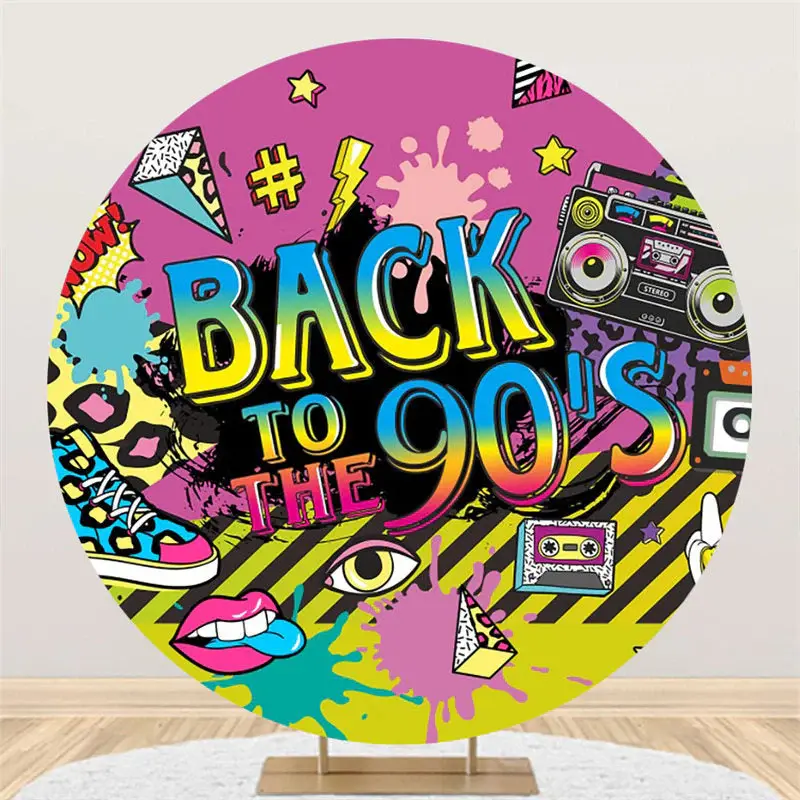 Aperturee Back To The 90S Radio Doodle Round Dance Backdrop | Party Decoration | Backdrop Sunflower Party Decorations | Custo...