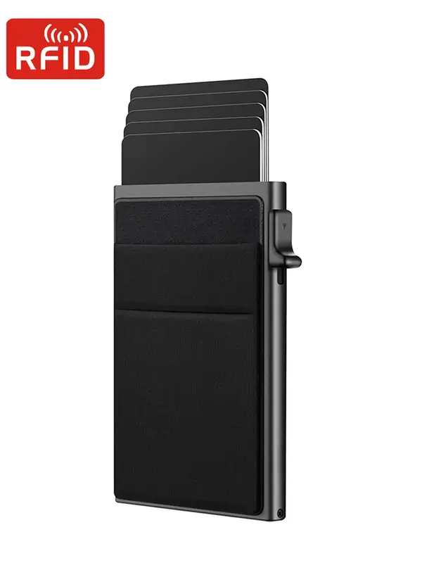 Men's Plain Color Card Holder, Summer Outfits 2024 Casual Trendy Metal Thin Slim Pop Up Aluminium Card Holder, Card Holder fo...