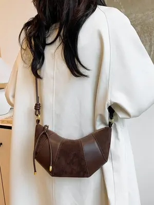 Women's Fashionable Patchwork Design Crossbody Bag, Casual Versatile Dumpling Bag for Daily Used, Trendy All-match Commuter B...