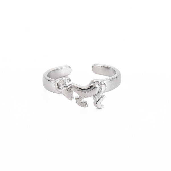 Non-Tarnish 304 Stainless Steel 12 Constellations/Zodiac Signs Open Cuff Ring for Women