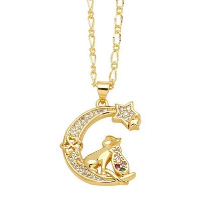 Brass Micro Pave Cubic Zirconia Pendant Necklaces for Women