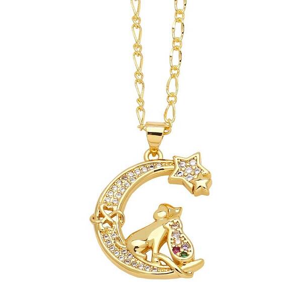 Brass Micro Pave Cubic Zirconia Pendant Necklaces for Women