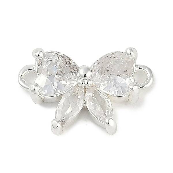 Brass Clear Cubic Zirconia Connector Charms