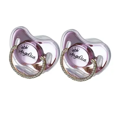 MIYOCAR 2pcs Personalized Bling Pacifier – Custom Name Baby Pacifier with Rhinestone Handle | Luxury Newborn Gift, Baby Sho...