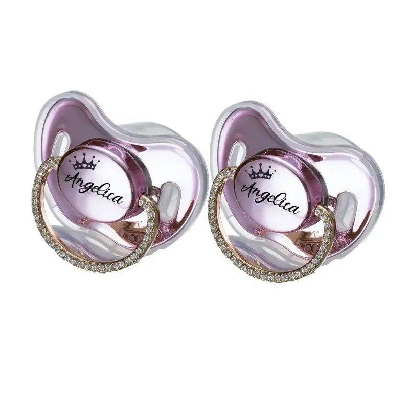 MIYOCAR 2pcs Personalized Bling Pacifier – Custom Name Baby Pacifier with Rhinestone Handle | Luxury Newborn Gift, Baby Sho...